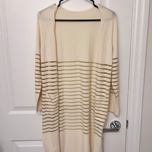 Pale yellow stripe long cardigan